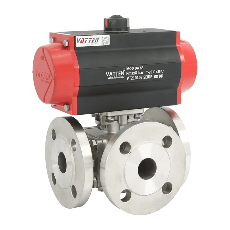 شیر توپی سه طرفه پنوماتیک